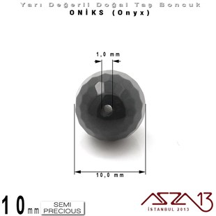 10 mm - Yuvarlak, Parlak - Geodezik Yüzey - Oniks (Onyx) / 7 Adet