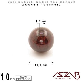 10 mm - Yuvarlak - Düz Yüzey - Garnet (Garnet) / 7 Adet