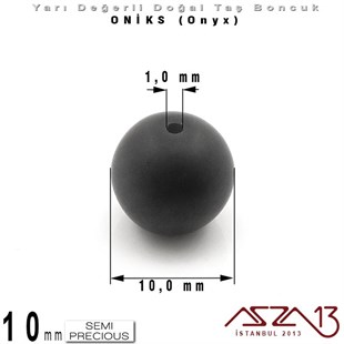 10 mm - Yuvarlak, Mat - Düz Yüzey - Oniks (Onyx) / 7 Adet