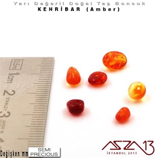 Değişken Ebatlarda - Amorf (Bebek Dişi) - Konyak Rengi, Düz Yüzey - Kehribar (Amber) / 50 Adet