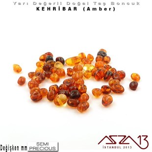 Değişken Ebatlarda - Amorf (Bebek Dişi) - Karışık Renk, Düz Yüzey - Kehribar (Amber) / 50 Adet