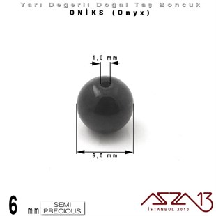 6 mm - Yuvarlak, Parlak - Düz Yüzey - Oniks (Onyx) / 13 Adet
