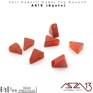6,5x8,5 mm - Üçgen - Düz Yüzey - Akik (Agate) / 7 Adet