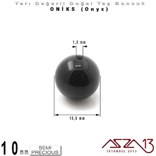 10 mm - Yuvarlak, Parlak - Düz Yüzey - Oniks (Onyx) / 7 Adet