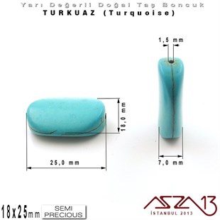 18x25 mm - Rhombus - Düz Yüzey - Mavi Turkuaz (Turquoise) / 1 Adet