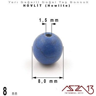 8 mm - Yuvarlak - Düz Yüzey - Karışık Renk Hovlit (Howlite) / 20 Adet