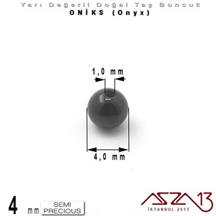 4 mm - Yuvarlak, Parlak - Düz Yüzey - Oniks (Onyx) / 34 Adet
