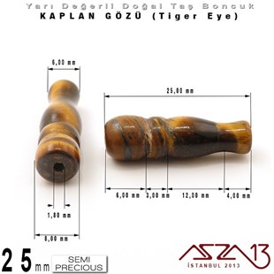 25 mm - İmame - Kahve, Düz Yüzey - Kaplan Gözü (Tiger Eye) / 1 Adet