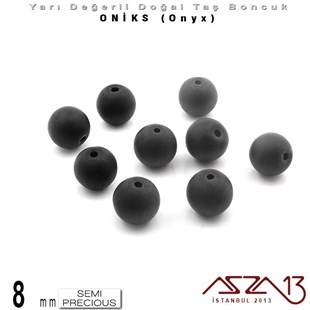 8 mm - Yuvarlak, Mat - Düz Yüzey - Oniks (Onyx) / 9 Adet