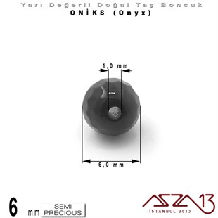 6 mm - Yuvarlak, Parlak - Geodezik Yüzey - Oniks (Onyx) / 13 Adet