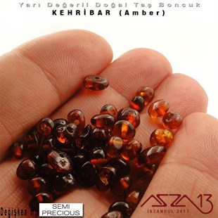 Değişken Ebatlarda - Amorf (Bebek Dişi) - Konyak Rengi, Düz Yüzey - Kehribar (Amber) / 50 Adet