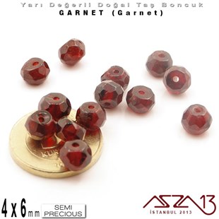4x6 mm - Rondela - Geodezik Yüzey - Garnet (Garnet) / 13 Adet
