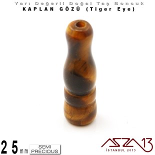 25 mm - İmame - Kahve, Düz Yüzey - Kaplan Gözü (Tiger Eye) / 1 Adet