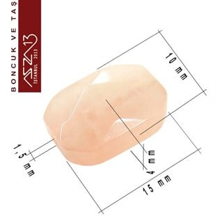 9 Adet / 10x15 mm Dikdörtgen, Fasetli Yüzey Kuartz (Quartz)