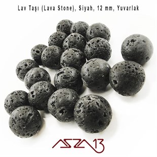 20 Adet / 12 mm,  Gözenekli Yüzey Siyah Lav Taşı