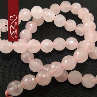 49 Adet / 8 mm  Yuvarlak, Fasetli Yüzey Kuartz (Quartz)