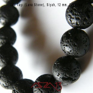 20 Adet / 12 mm,  Gözenekli Yüzey Siyah Lav Taşı