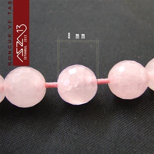 49 Adet / 8 mm  Yuvarlak, Fasetli Yüzey Kuartz (Quartz)