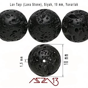 30 Adet / 10 mm,  Gözenekli Yüzey Siyah Lav Taşı