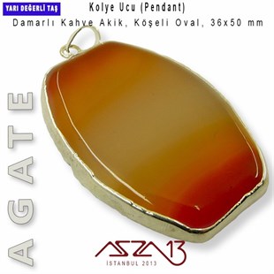 Akik, Köşeli Oval Kolye Ucu / Paket İçeriği 1 Adet