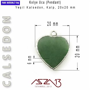 Yeşil Kalsedon, Kalp Kolye Ucu / Paket İçeriği 1 Adet