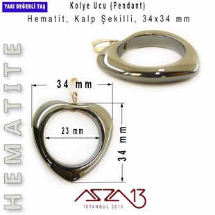Hematit Kalp Kolye Ucu / Paket İçeriği 1 Adet