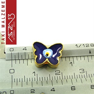 Altın Kaplamalı Kelebek 9x13 mm, Mineli Metal Boncuk Ara Malzeme / Paket İçeriği 1 Adet