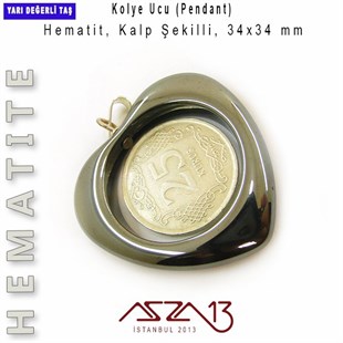 Hematit Kalp Kolye Ucu / Paket İçeriği 1 Adet