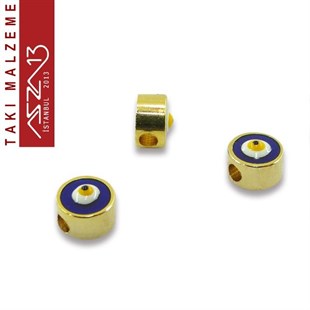 Altın Kaplamalı Yuvarlak 6 mm, Mineli Metal Boncuk Ara Malzeme / Paket İçeriği 3 Adet