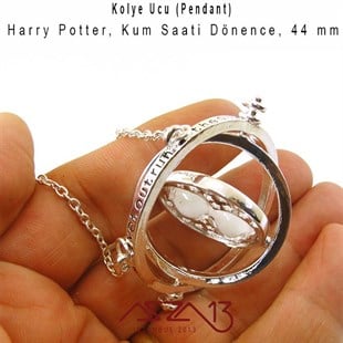Harry Potter Kum Saati Kolye Ucu, Altın ve Gümüş Kaplama, Beyaz Kum / 1 Adet