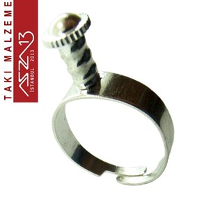 Gümüş Kaplamalı 18 mm Yüzük, Değiştirilebilir Taş Yuvalı / Paket İçeriği 1 Adet