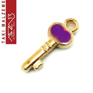 Rose Altın Kaplamalı 24x10 mm Akrilik, Mineli Anahtar Sallantı Ara Malzeme / Paket İçeriği 6 Adet