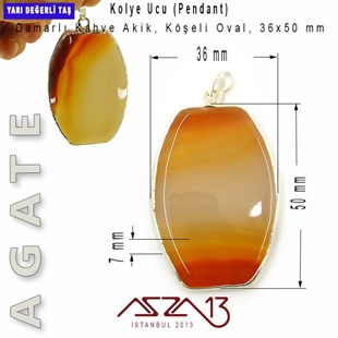 Akik, Köşeli Oval Kolye Ucu / Paket İçeriği 1 Adet