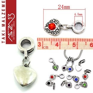 Antik Gümüş Kaplamalı 24x10 mm Zamak, Peridot Kristal Taşlı Klipsli Sallantı Ara Malzeme / Paket İçeriği 1 Adet