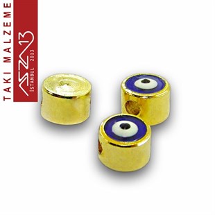 Altın Kaplamalı Yuvarlak 5 mm, Mineli Metal Boncuk Ara Malzeme / Paket İçeriği 3 Adet