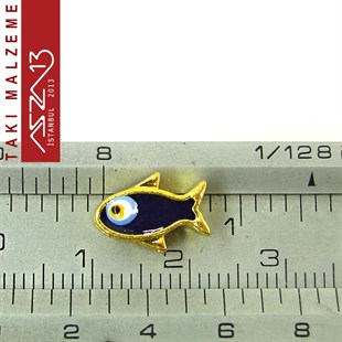 Altın Kaplamalı Balık 9x12 mm, Mineli Metal Boncuk Ara Malzeme / Paket İçeriği 2 Adet