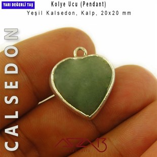 Yeşil Kalsedon, Kalp Kolye Ucu / Paket İçeriği 1 Adet