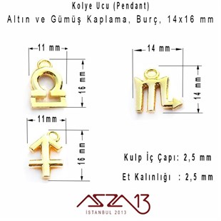 Rodyum ve 18K Altın Kaplama Terazi-Akrep-Yay Burç Kolye Ucu / Paket İçeriği 1 Adet