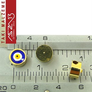 Altın Kaplamalı Yuvarlak 6 mm, Mineli Metal Boncuk Ara Malzeme / Paket İçeriği 3 Adet