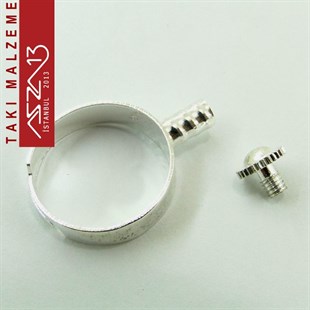 Gümüş Kaplamalı 18 mm Yüzük, Değiştirilebilir Taş Yuvalı / Paket İçeriği 1 Adet