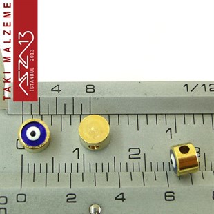Altın Kaplamalı Yuvarlak 5 mm, Mineli Metal Boncuk Ara Malzeme / Paket İçeriği 3 Adet