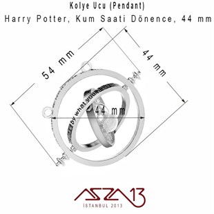 Harry Potter Kum Saati Kolye Ucu, Altın ve Gümüş Kaplama, Beyaz Kum / 1 Adet