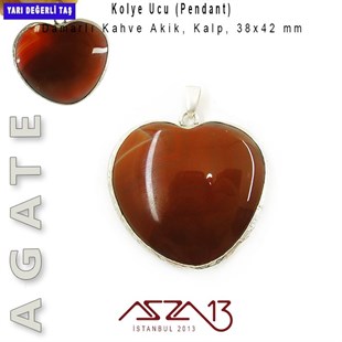 Akik, Kalp Kolye Ucu / Paket İçeriği 1 Adet