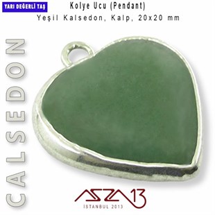 Yeşil Kalsedon, Kalp Kolye Ucu / Paket İçeriği 1 Adet