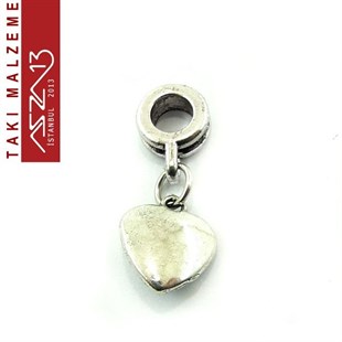 Antik Gümüş Kaplamalı 24x10 mm Zamak, Safir Kristal Taşlı Klipsli Sallantı Ara Malzeme / Paket İçeriği 1 Adet