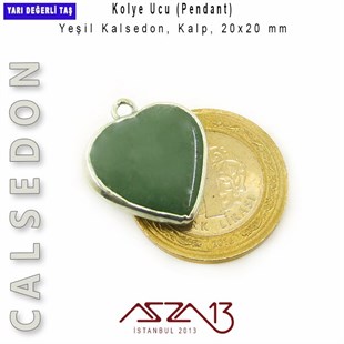Yeşil Kalsedon, Kalp Kolye Ucu / Paket İçeriği 1 Adet