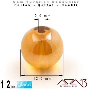 Yuvarlak - 12 mm - Janjanlı Turuncu_Gri - Şeffaf - Parlak Yüzey - Cam Boncuk / 10 Adet