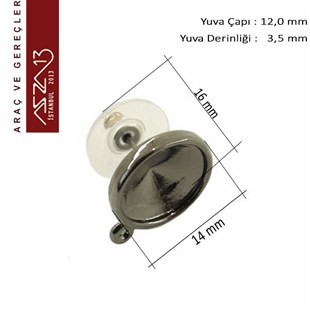 Siyah Nikel Kaplamalı Yuvalı Küpe Gövdesi / Paket İçeriği 1 Adet