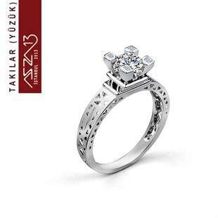 Platinyum Kaplama Zirkon Elmas Taşlı Yüzük (19 Numara)