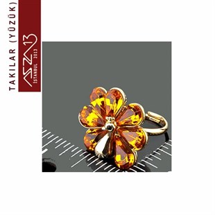 Topaz Damla Kristalli Tavuskuşu Yüzük